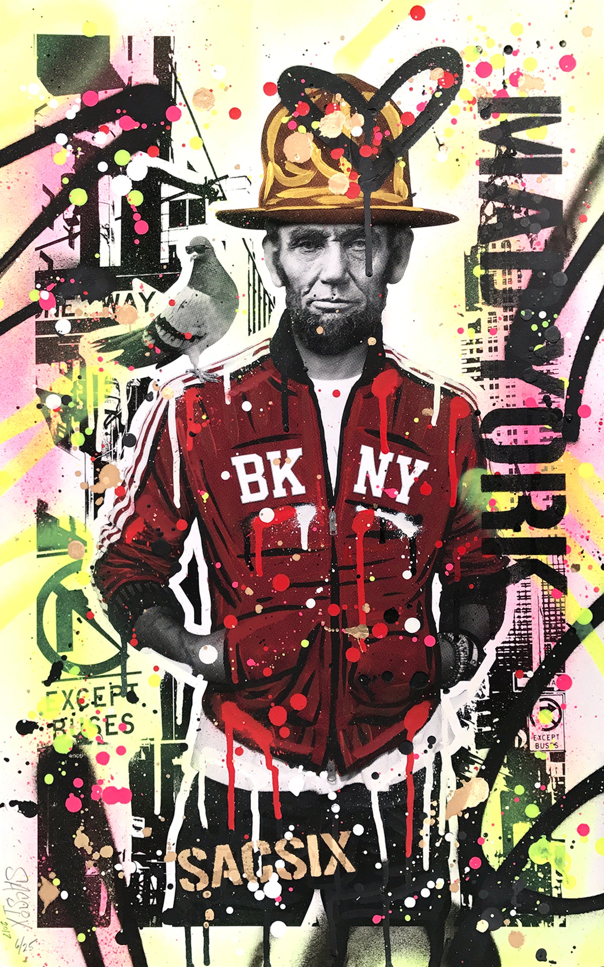 SacSix &quot;Freedom Pharrell and #MrPoop&quot; - Hand-Embellished Unique Edition, #6/25 - 15 x 24&quot;