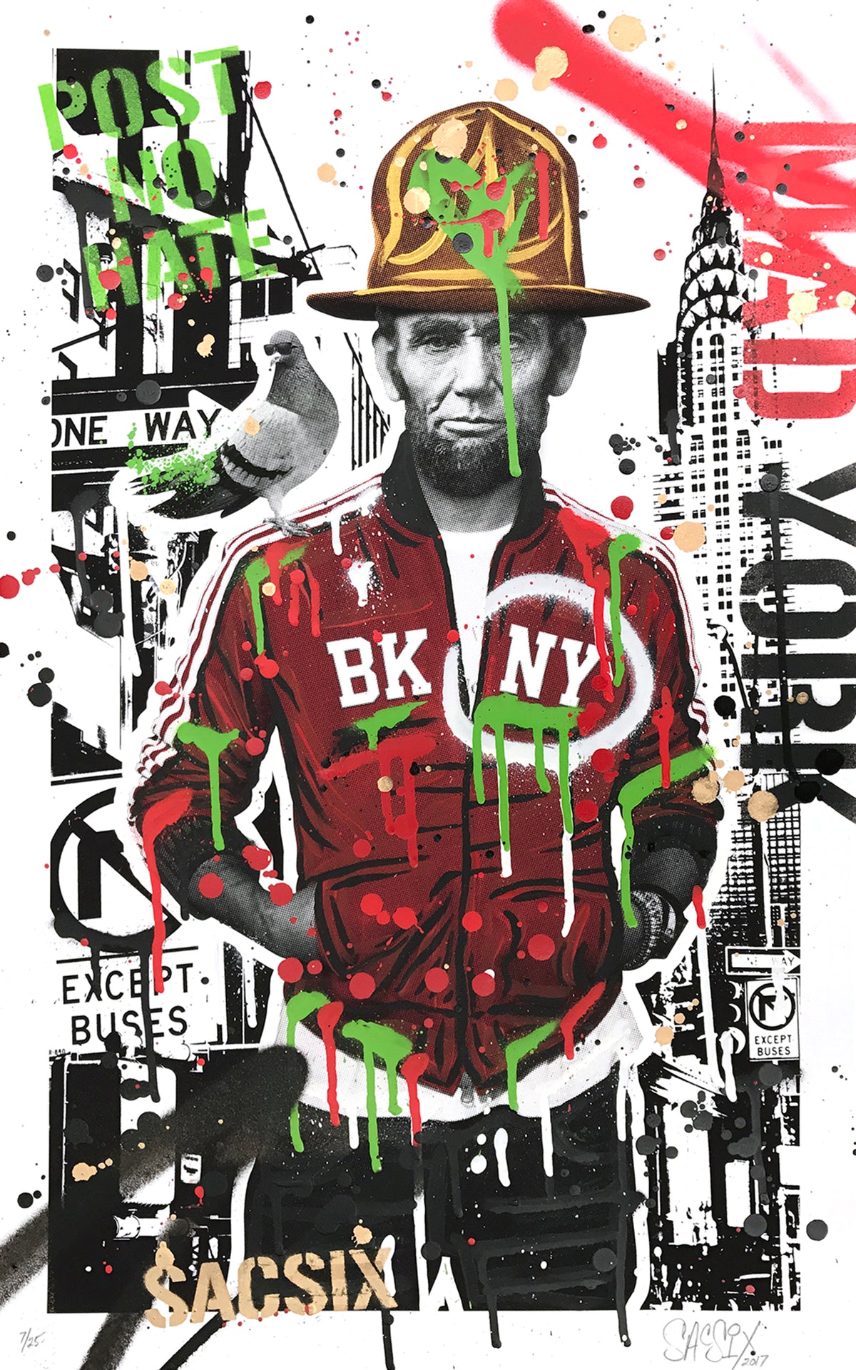 SacSix &quot;Freedom Pharrell and #MrPoop&quot; - Hand-Embellished Unique Edition, #7/25 - 15 x 24&quot;