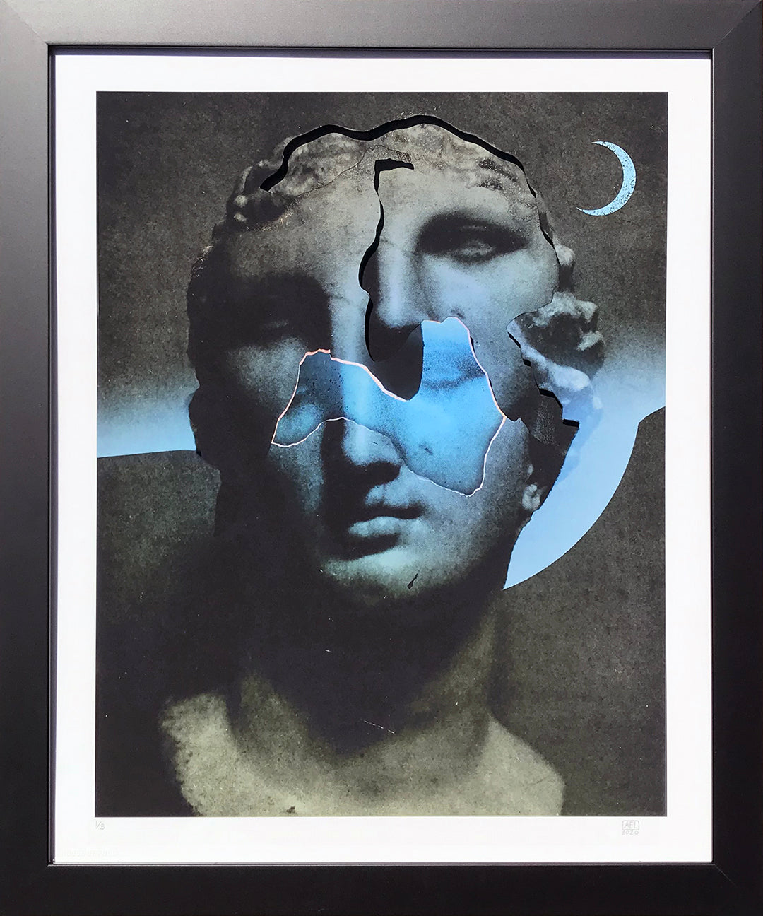 Alex Eckman-Lawn &quot;Cicada [Blue]&quot; - Hand-Cut Paper Collage in Frame, Edition of 3 - 16 x 19&quot;