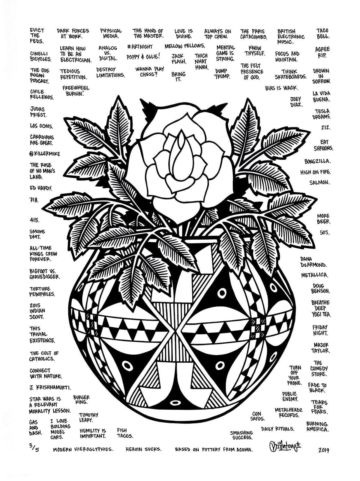 Mike Giant &quot;Acoma Pot II&quot; - Hand-Embellished Unique Variant, #3/5 - 18 x 24&quot;