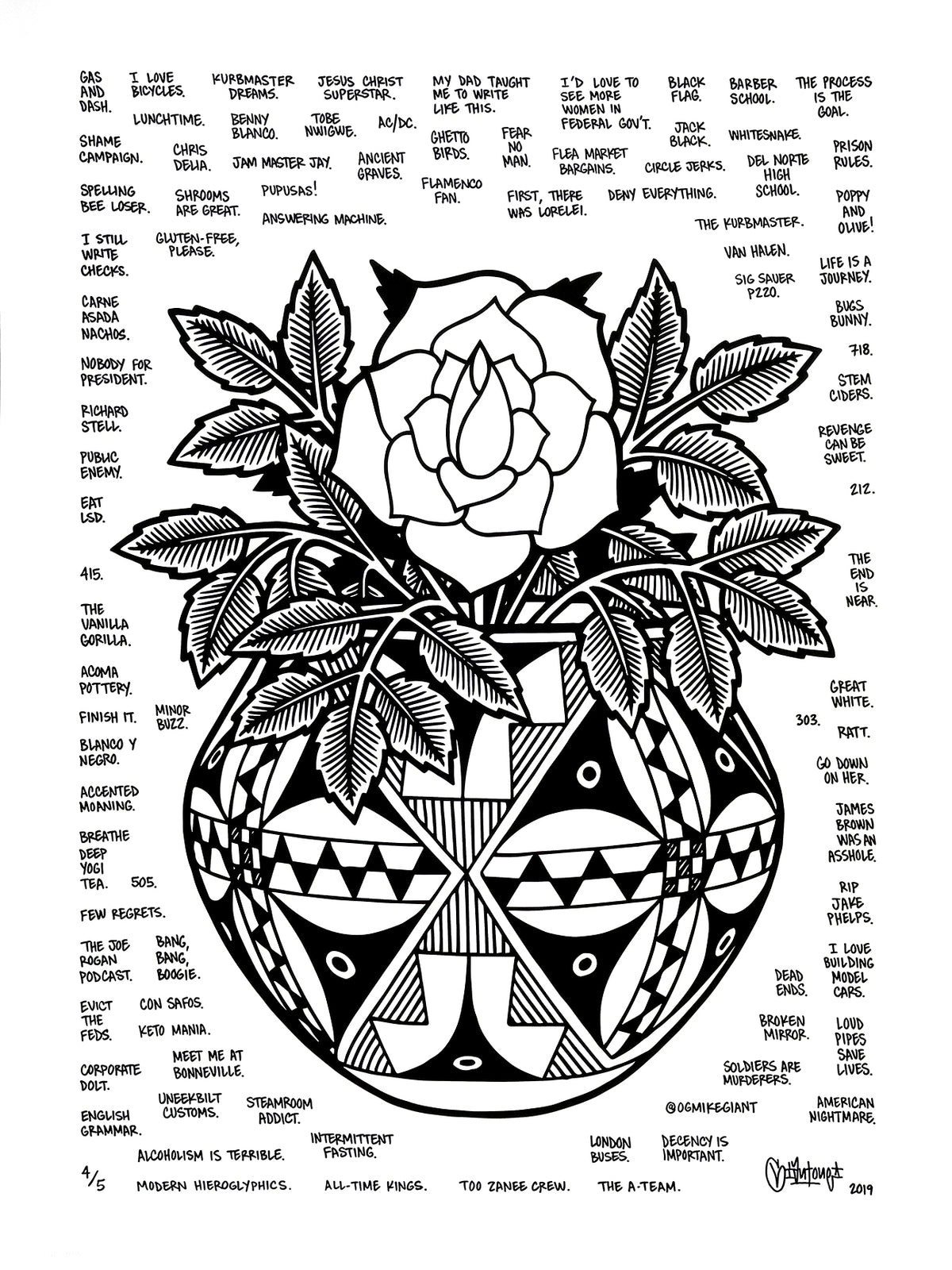 Mike Giant &quot;Acoma Pot II&quot; - Hand-Embellished Unique Variant, #4/5 - 18 x 24&quot;