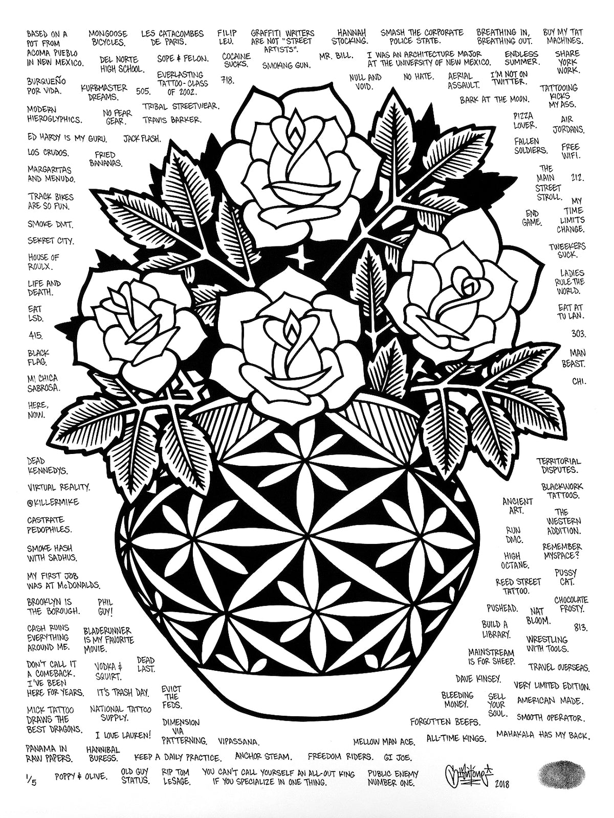Mike Giant &quot;Acoma Pot&quot; - Hand-Embellished Unique Variant, #1/5 - 18 x 24&quot;
