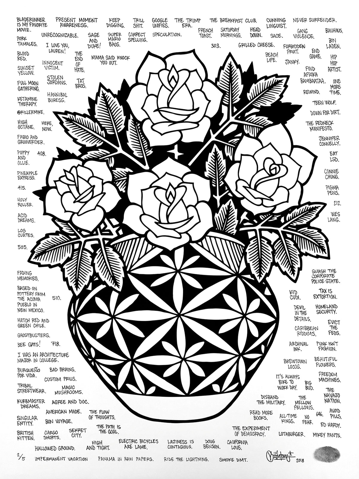 Mike Giant &quot;Acoma Pot&quot; - Hand-Embellished Unique Variant, #2/5 - 18 x 24&quot;