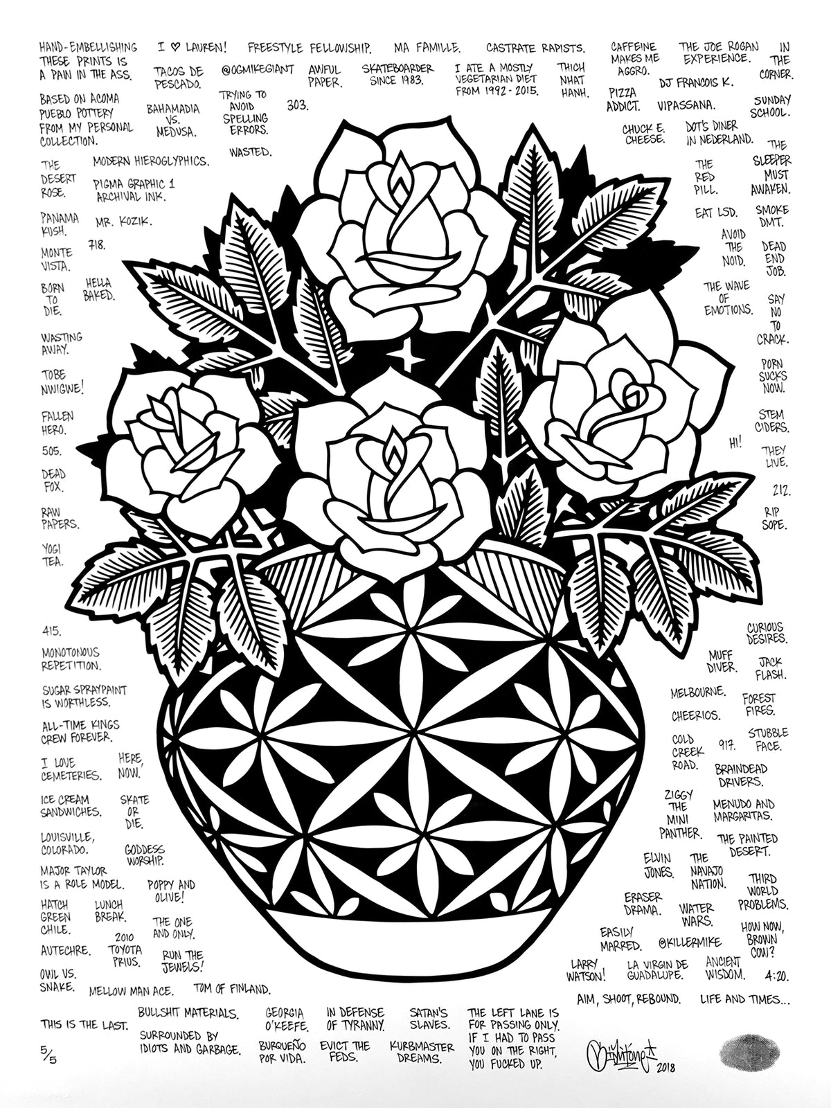 Mike Giant &quot;Acoma Pot&quot; - Hand-Embellished Unique Variant, #5/5 - 18 x 24&quot;