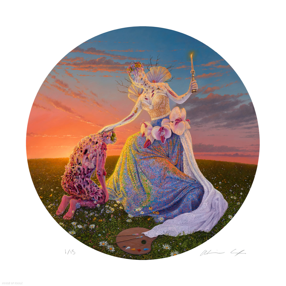 Adrian Cox &quot;Healer with Penitent Painter&quot; - Archival Print, Limited Edition of 15 - 17 x 17&quot;