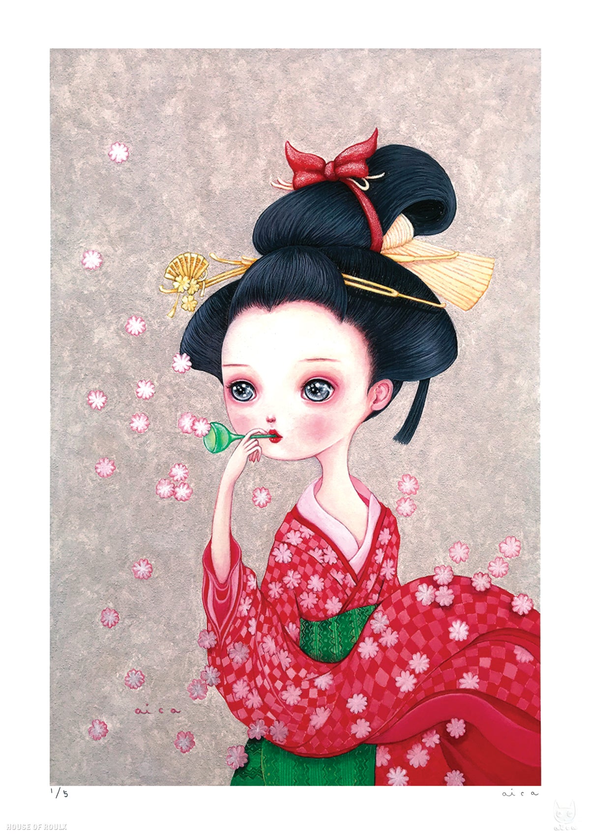 aica &quot;The Sound of Blooming Cherry Blossoms&quot; - Hand-Embellished Variant, Edition of 5 - 12 x 17&quot;
