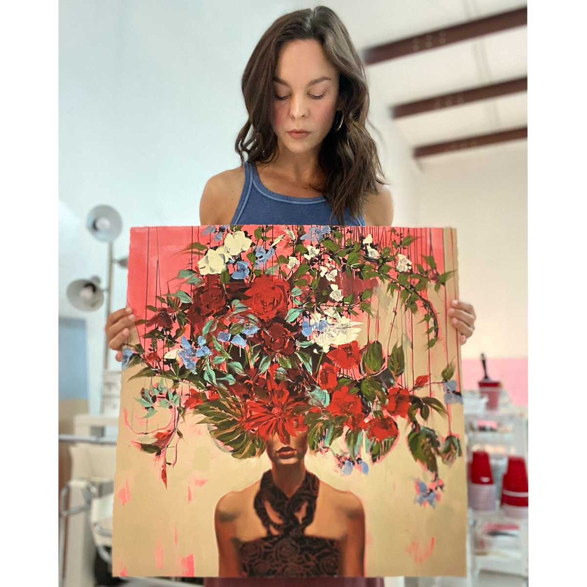 Anna Kincaide &quot;Alone in a Crowd&quot; - Hand-Embellished Edition of 12 - 24 x 24&quot;