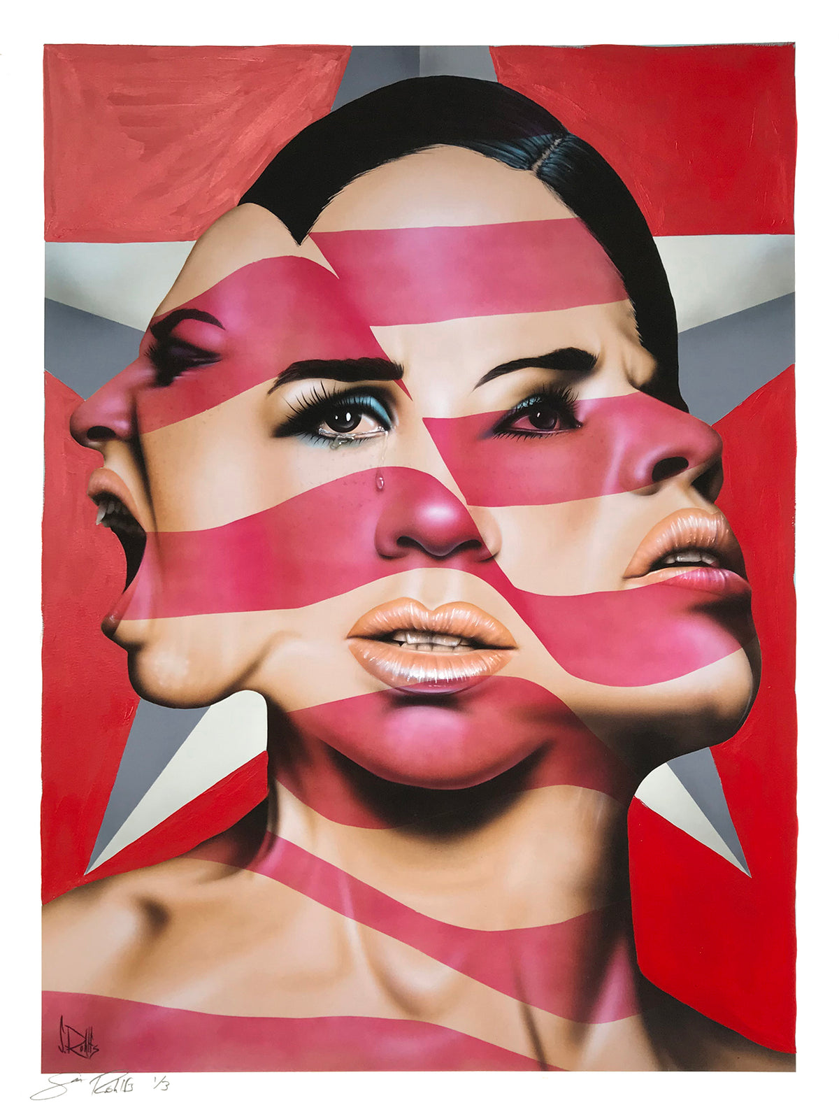 Scott Rohlfs &quot;America The Beautiful? (Red)&quot; - Hand-Embellished Unique Variant, #1/3 - 18 x 24&quot;