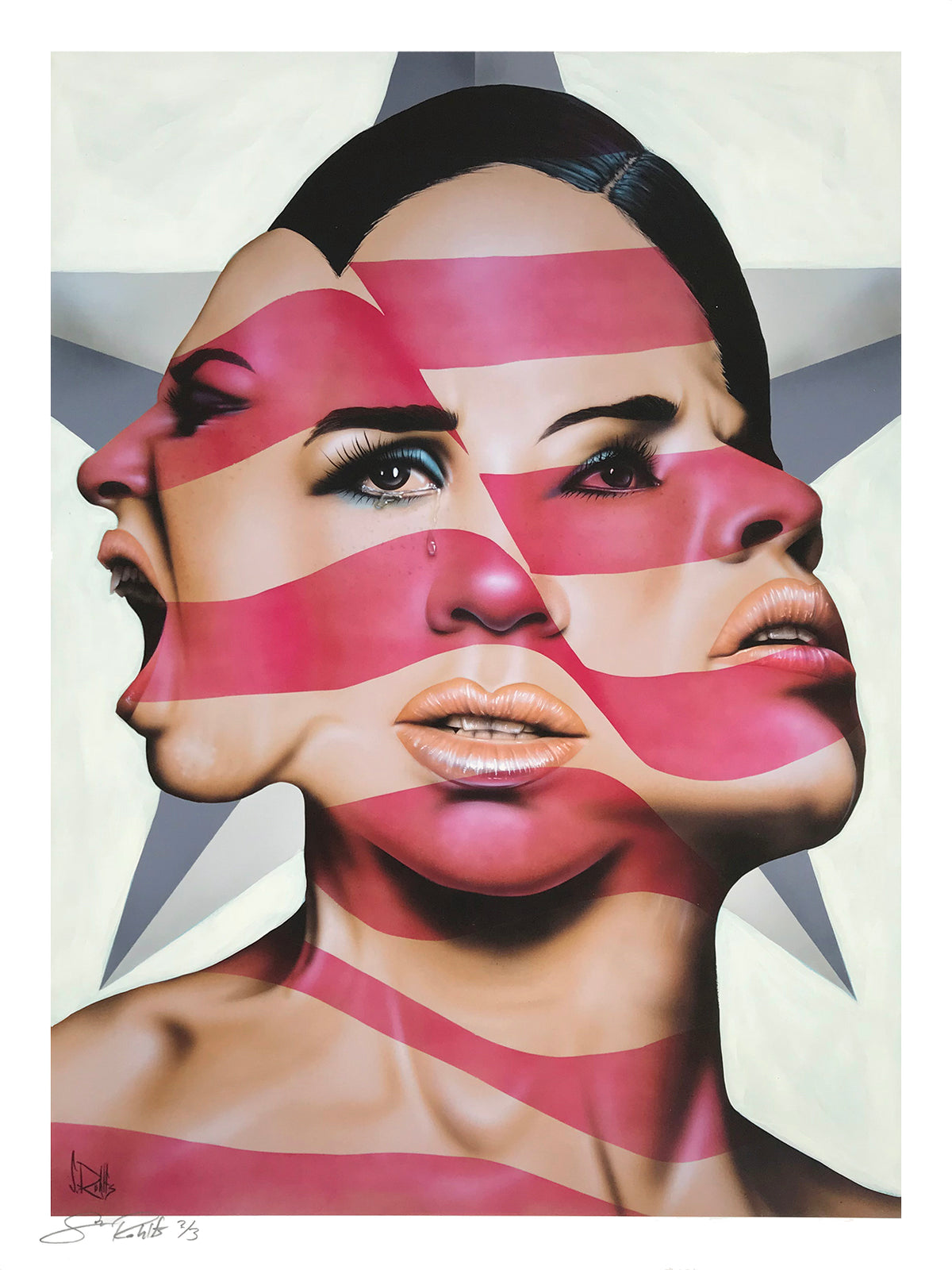 Scott Rohlfs &quot;America The Beautiful? (White)&quot; - Hand-Embellished Unique Variant, #2/3 - 18 x 24&quot;