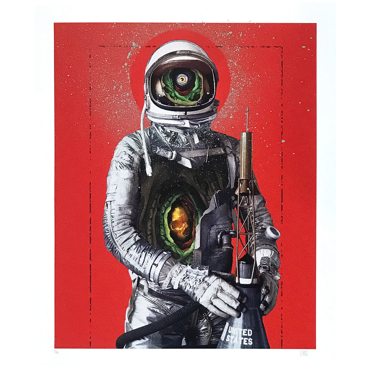 Alex Eckman-Lawn &quot;One Giant Creep For Mankind&quot; - Hand-Embellished Edition of 10 - 14 x 17&quot;