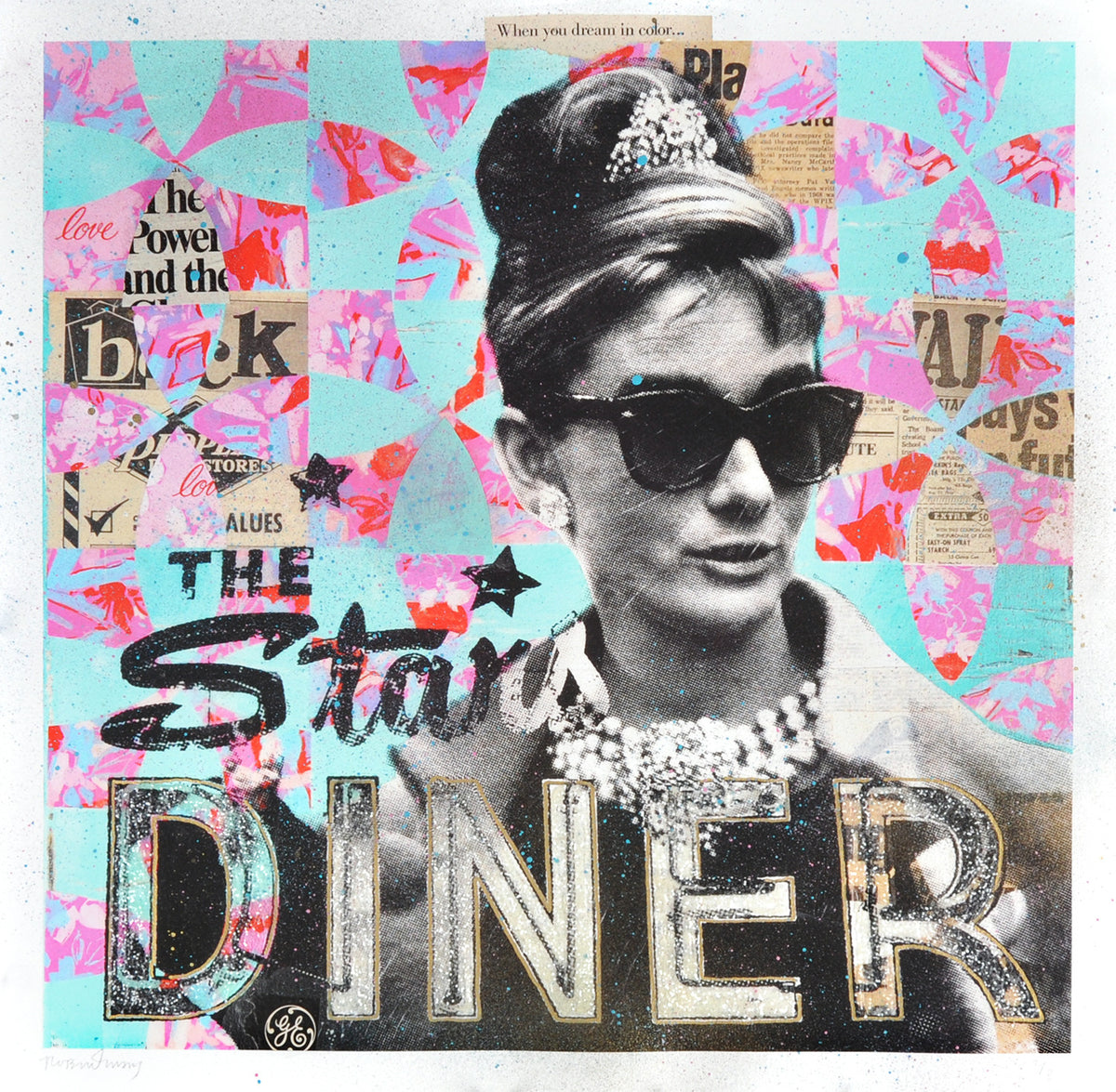 Robert Mars &quot;Audrey&#39;s Stars Diner&quot; - Hand-Embellished Unique Print
