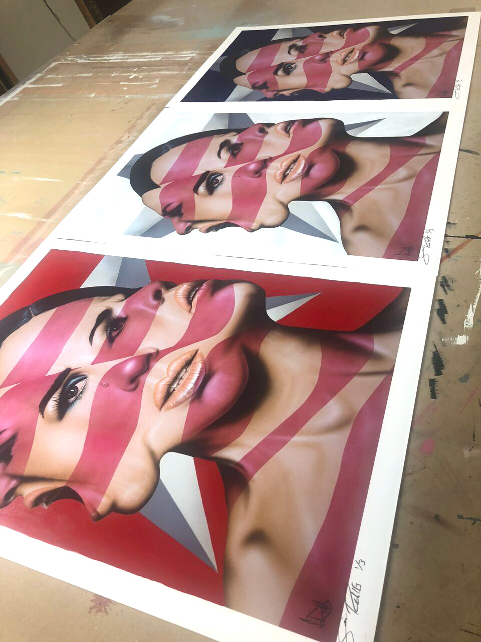 Scott Rohlfs &quot;America The Beautiful? (Blue)&quot; - Hand-Embellished Unique Variant, #3/3 - 18 x 24&quot;