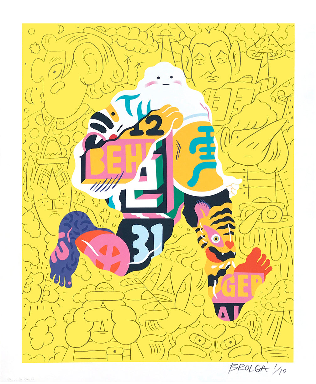 Brolga &quot;Bangkok Running Man&quot; - Hand-Embellished Variant, 1 of 10 - 14 x 17&quot;