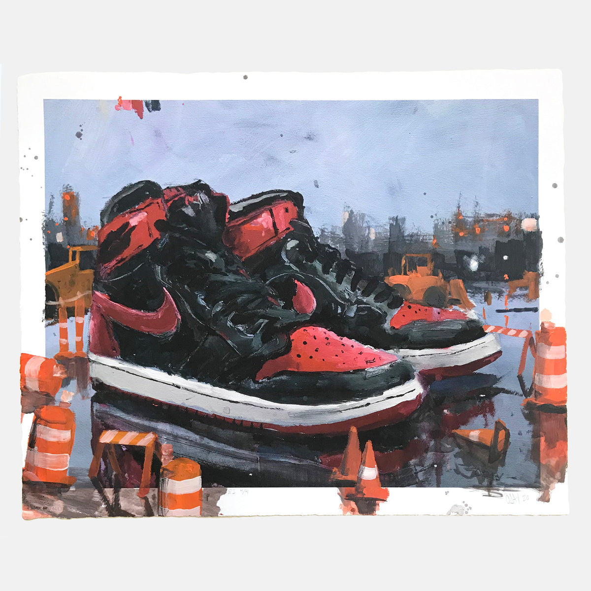 Adam J. O&#39;Day &quot;Banned: Cones&quot; - Unique Hand-Painted Print - 16 x 20&quot;