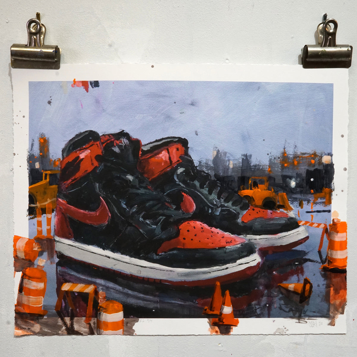 Adam J. O&#39;Day &quot;Banned: Cones&quot; - Unique Hand-Painted Print - 16 x 20&quot;