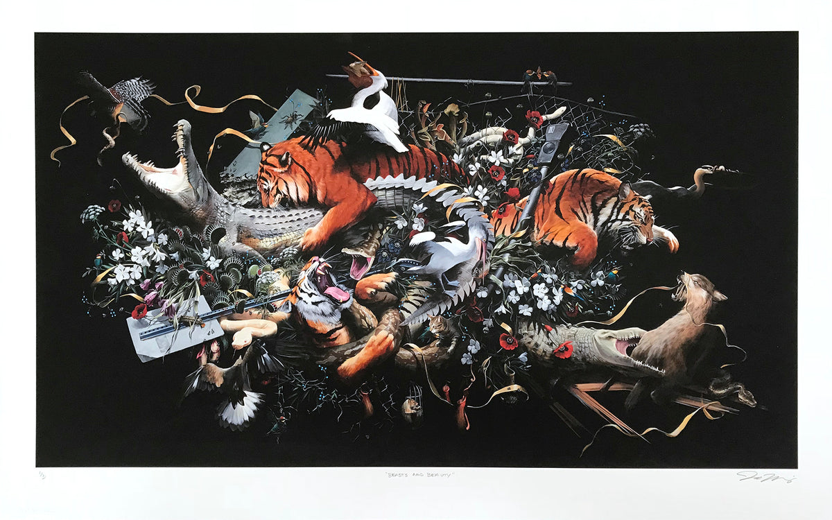 Jake Messing &quot;Beasts and Beauty&quot; - Hand-Embellished Variant, #1/3 - 15 x 24&quot;