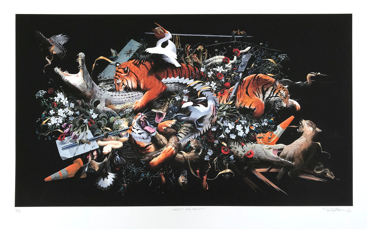 Jake Messing &quot;Beasts and Beauty&quot; - Hand-Embellished Variant, #3/3 - 15 x 24&quot;