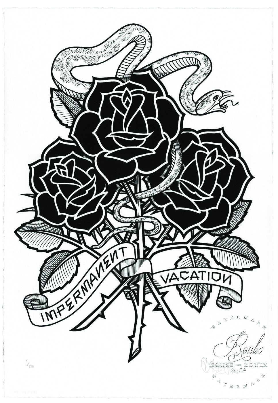 Mike Giant &quot;Black Roses (Impermanent Vacation)&quot; - Limited Edition, Archival Print - 13 x 19