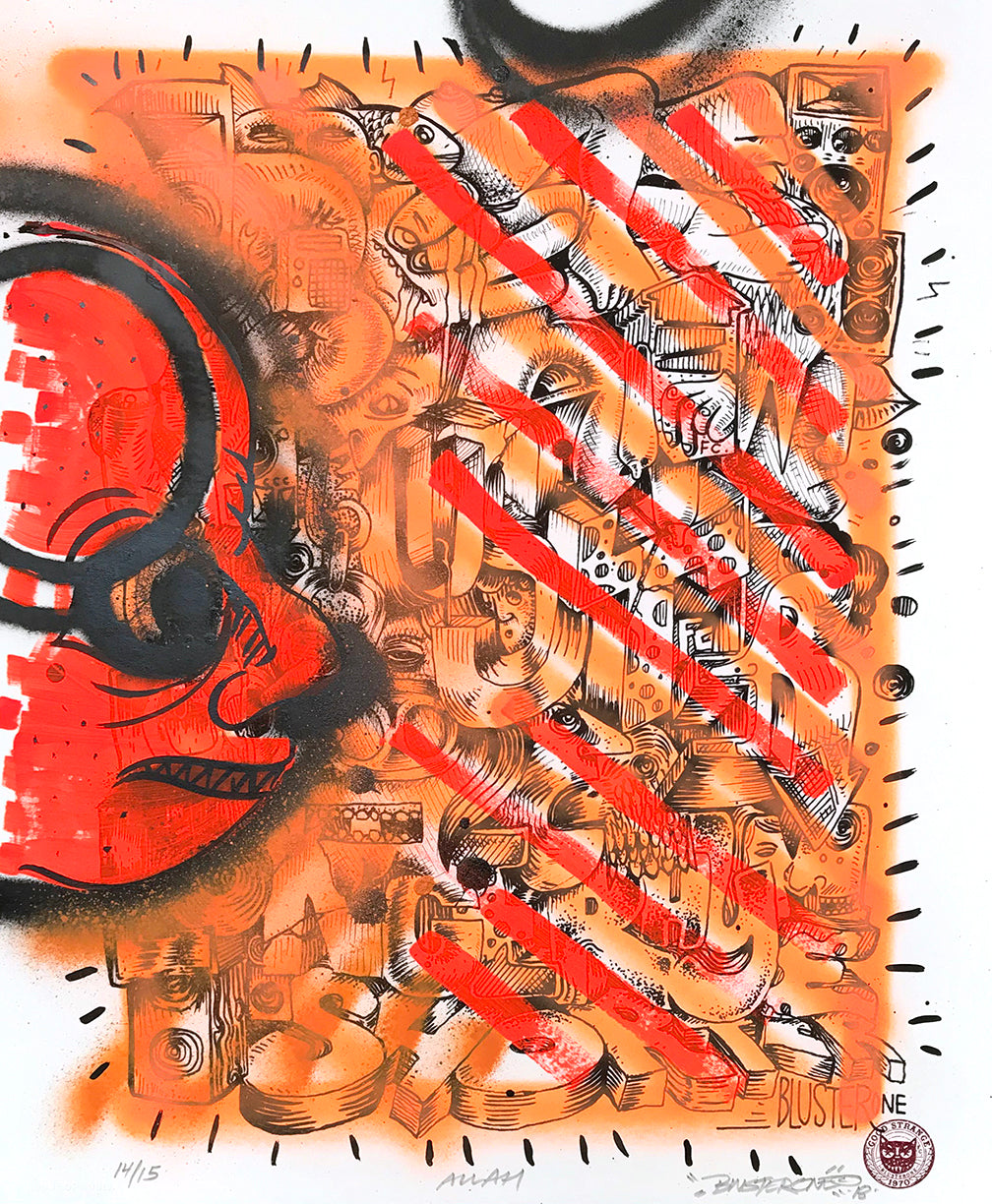 BlusterOne &quot;One Rhyme&quot; - Hand-Embellished Unique Print, #14/15 - 14 x 17&quot;
