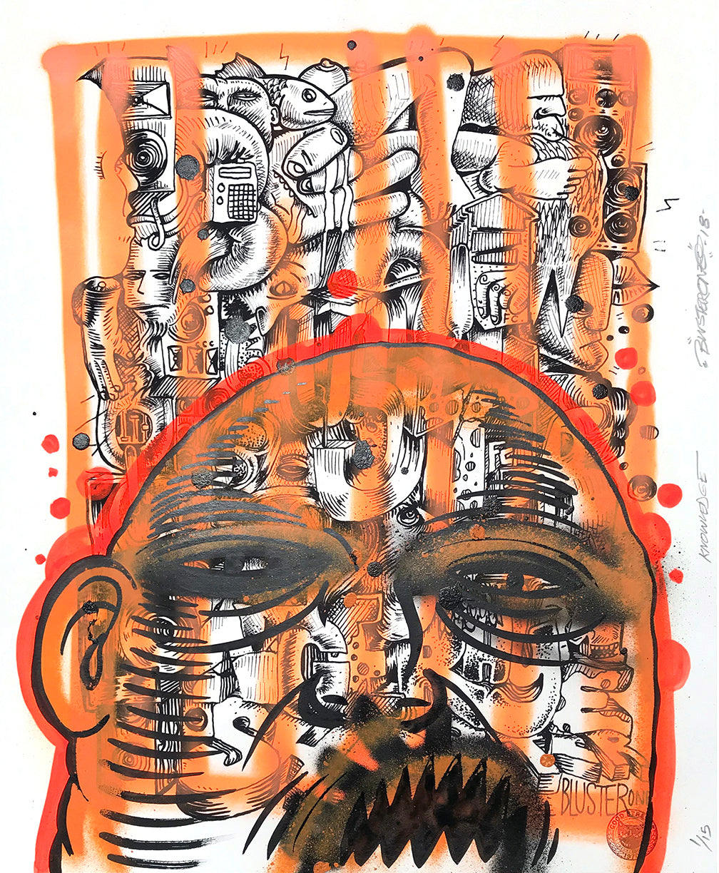 BlusterOne &quot;One Rhyme&quot; - Hand-Embellished Unique Print, #1/15 - 14 x 17&quot;