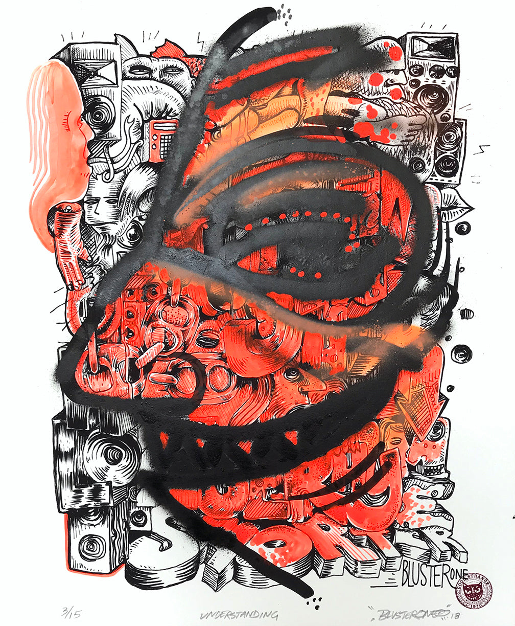 BlusterOne &quot;One Rhyme&quot; - Hand-Embellished Unique Print, #3/15 - 14 x 17&quot;