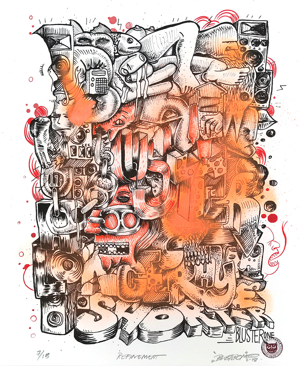 BlusterOne &quot;One Rhyme&quot; - Hand-Embellished Unique Print, #7/15 - 14 x 17&quot;