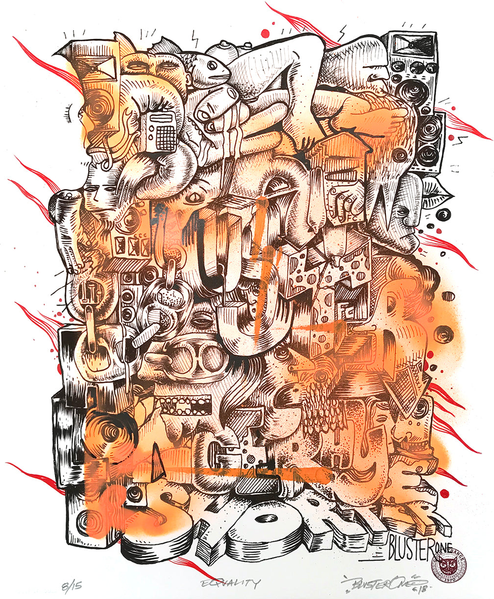BlusterOne &quot;One Rhyme&quot; - Hand-Embellished Unique Print, #8/15 - 14 x 17&quot;
