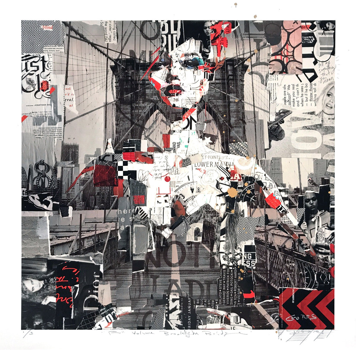 Derek Gores &quot;Full Volume Brooklyn Bridge&quot; - Hand-Embellished Unique Print, #1/3