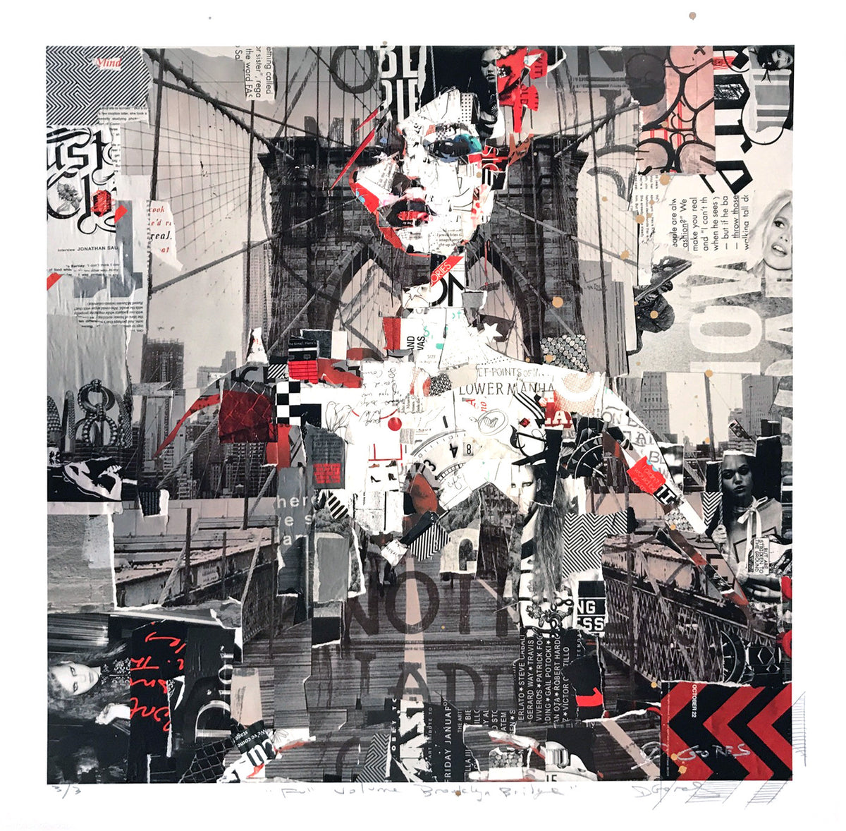 Derek Gores &quot;Full Volume Brooklyn Bridge&quot; - Hand-Embellished Unique Print, #3/3