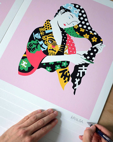Brolga &quot;Pop Geisha&quot; - Limited Edition, Archival Print - 15 x 17