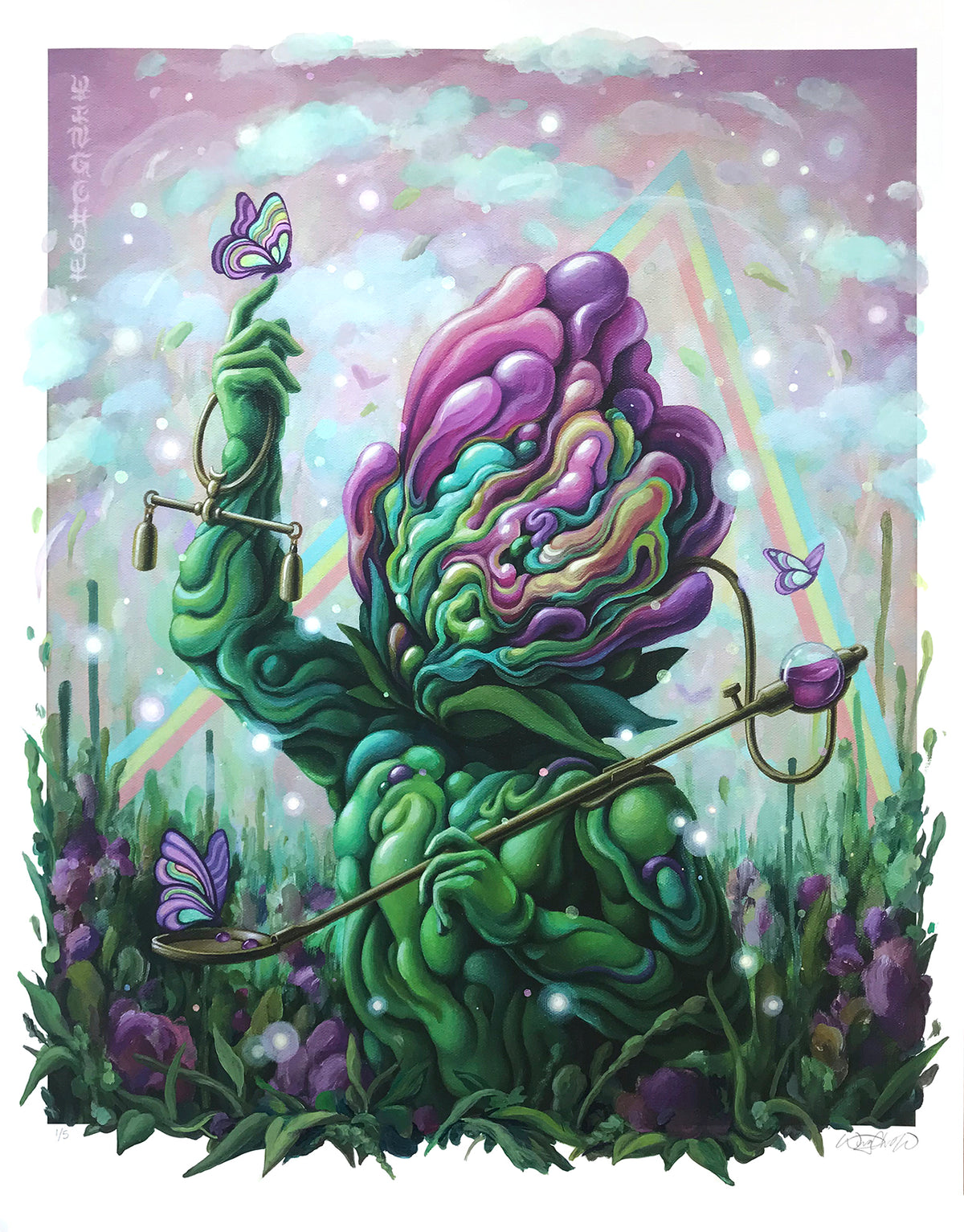 Wingchow &quot;Butterfly Feeder&quot; - Hand-Embellished Variant, 1 of 5 - 18 x 23&quot;