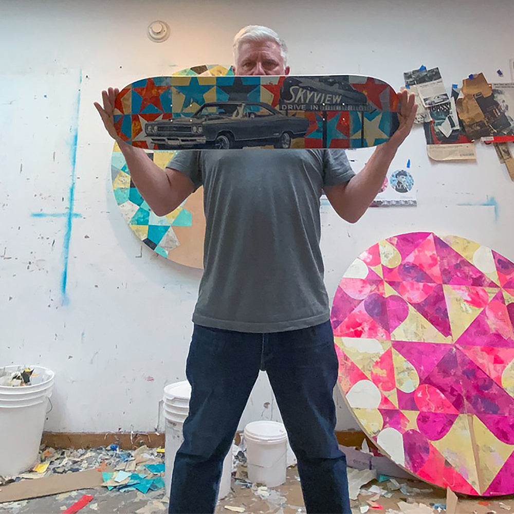 Robert Mars &quot;Friday Drive In&quot; - Original Painting &amp; Hand-Embellished AP Skate Deck