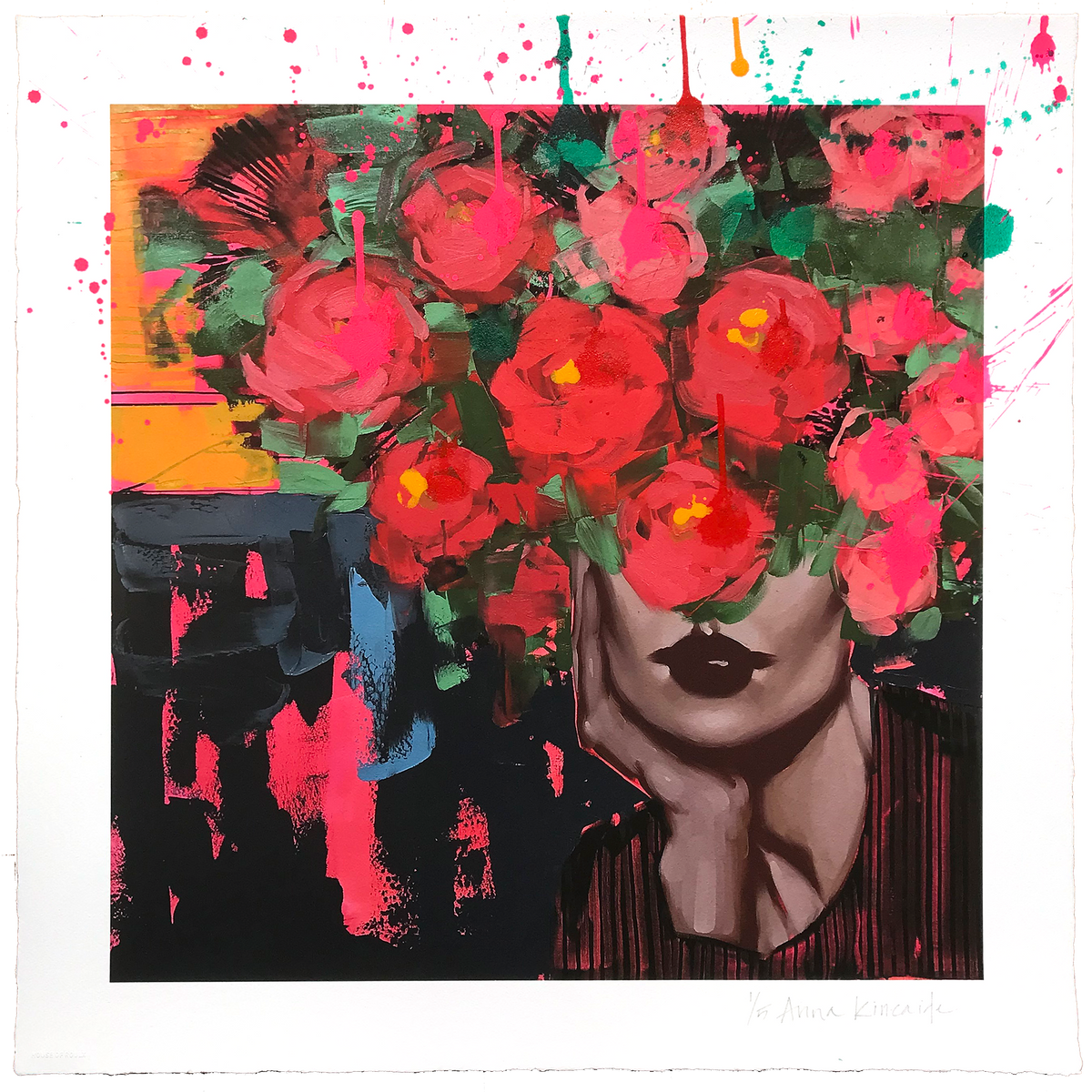 Anna Kincaide &quot;Can&#39;t Look Away&quot; - Hand-Embellished Variant, Edition of 5 - 24 x 24&quot;