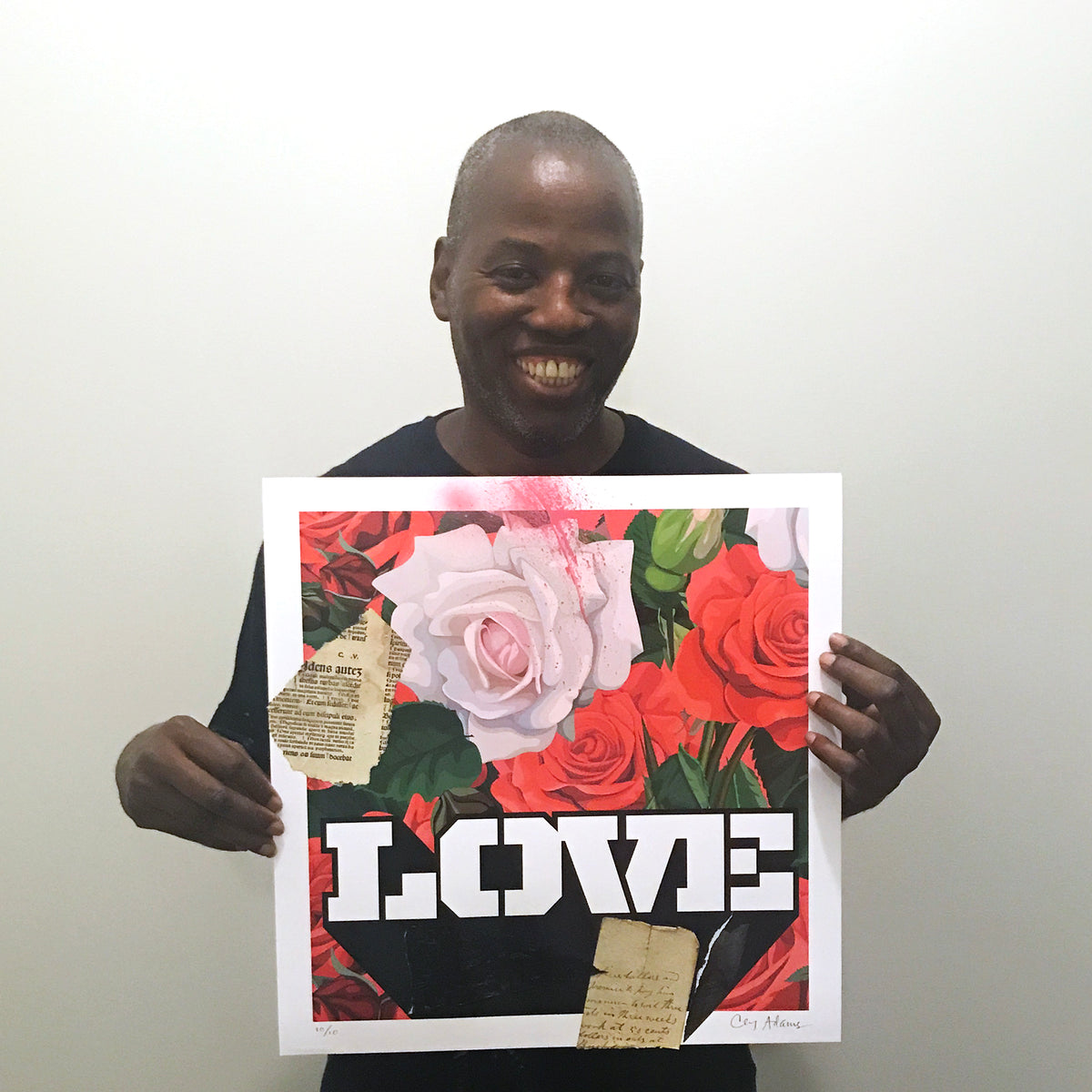 Cey Adams &quot;I Feel Love&quot; - Hand-Embellished Unique Print, #10/10 - 17 x 17&quot;
