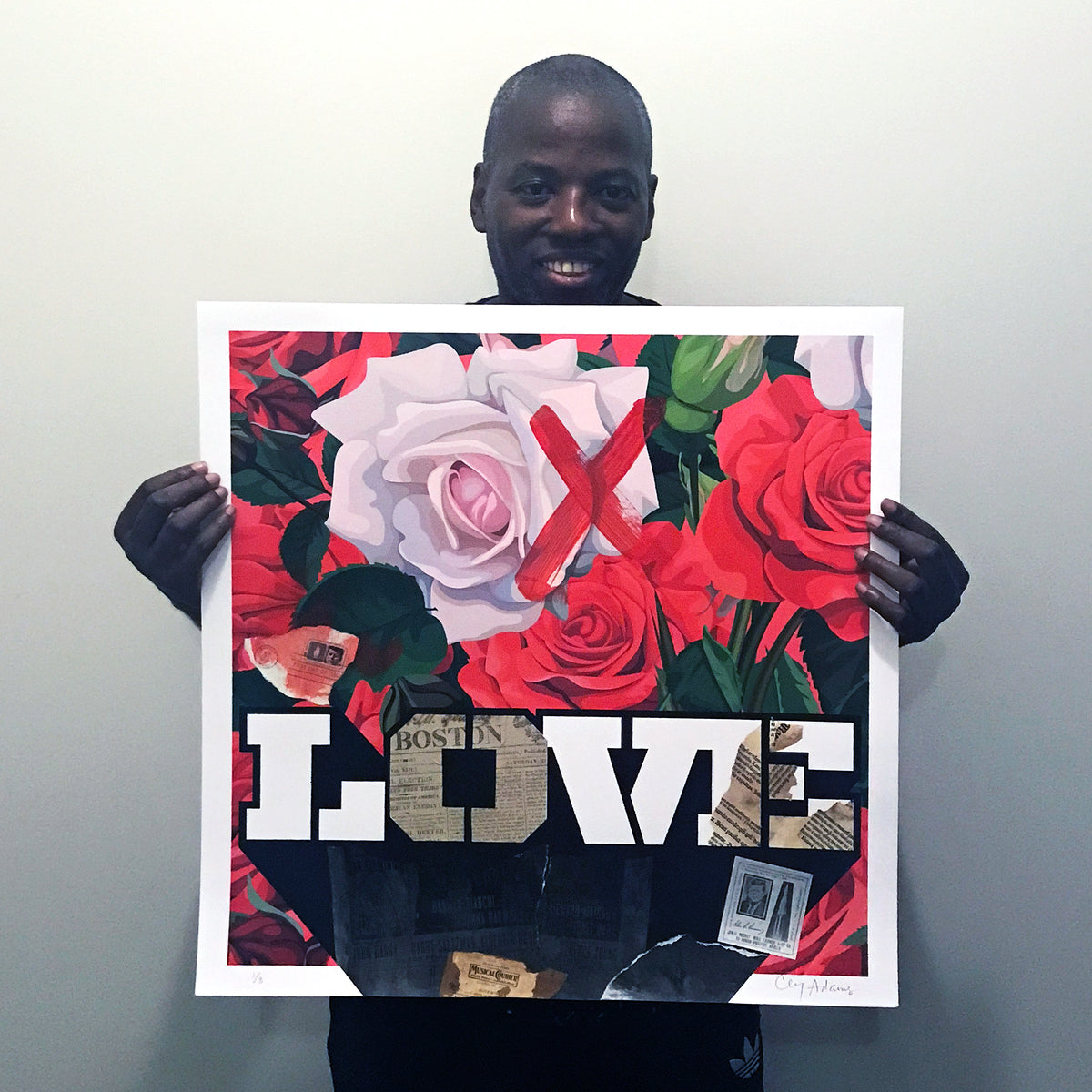Cey Adams &quot;I Feel Love&quot; - Hand-Embellished Unique Print, #2/3 - 24 x 24&quot;