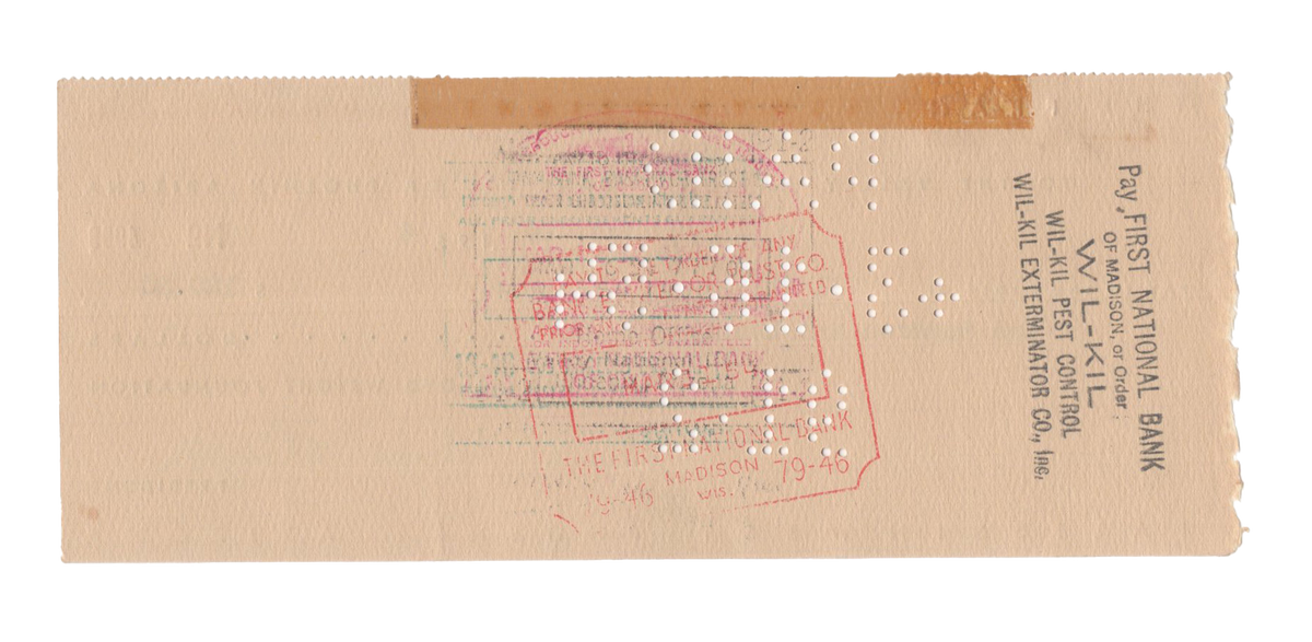 Frank Lloyd Wright - Original &#39;Fallingwater&#39; Working Blueprint with Signed Check