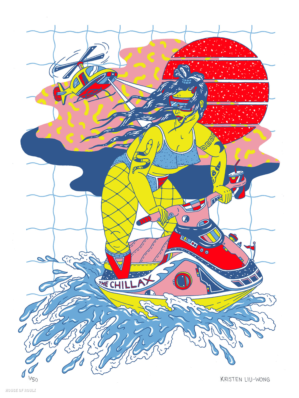 Kristen Liu-Wong - &quot;Escape to Chillax&quot; - Screen Print, Edition of 50 - 12 x 16&quot;