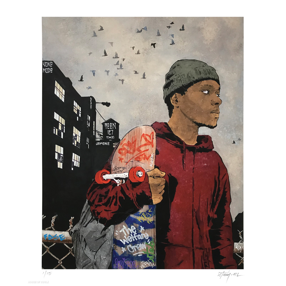 Chris Stain &quot;Riding This One Out&quot; - Hand-Embellished Edition of 15 - 14 x 17&quot;