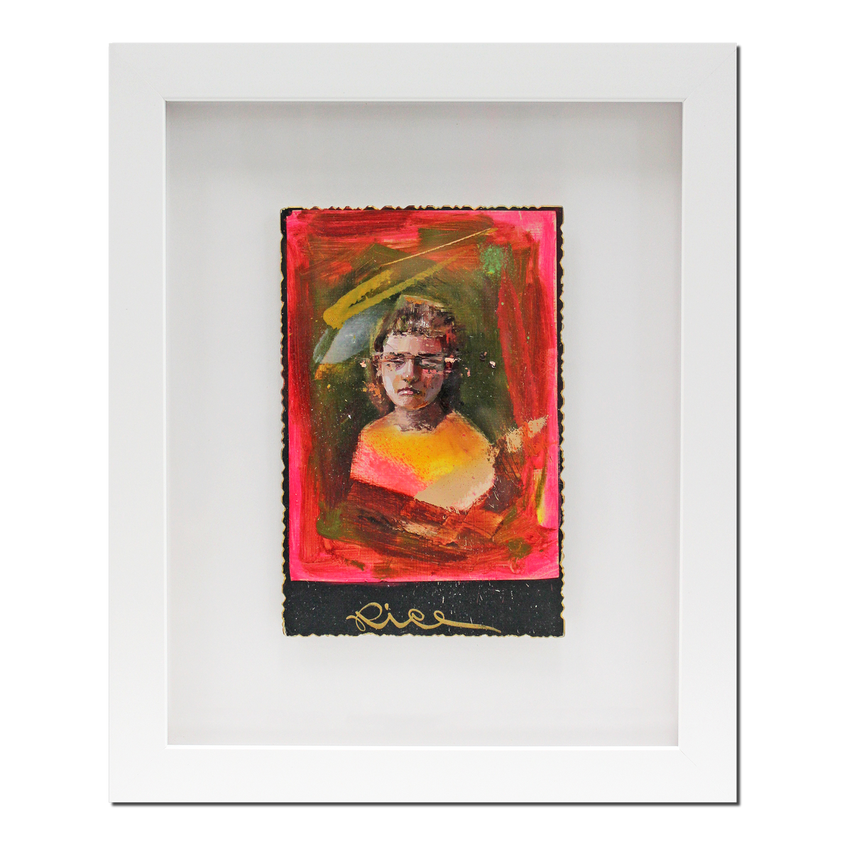 Danielle Coenen - Original Mixed Media Painting on Cabinet Card, Framed - 9.25 x 11.25&quot;