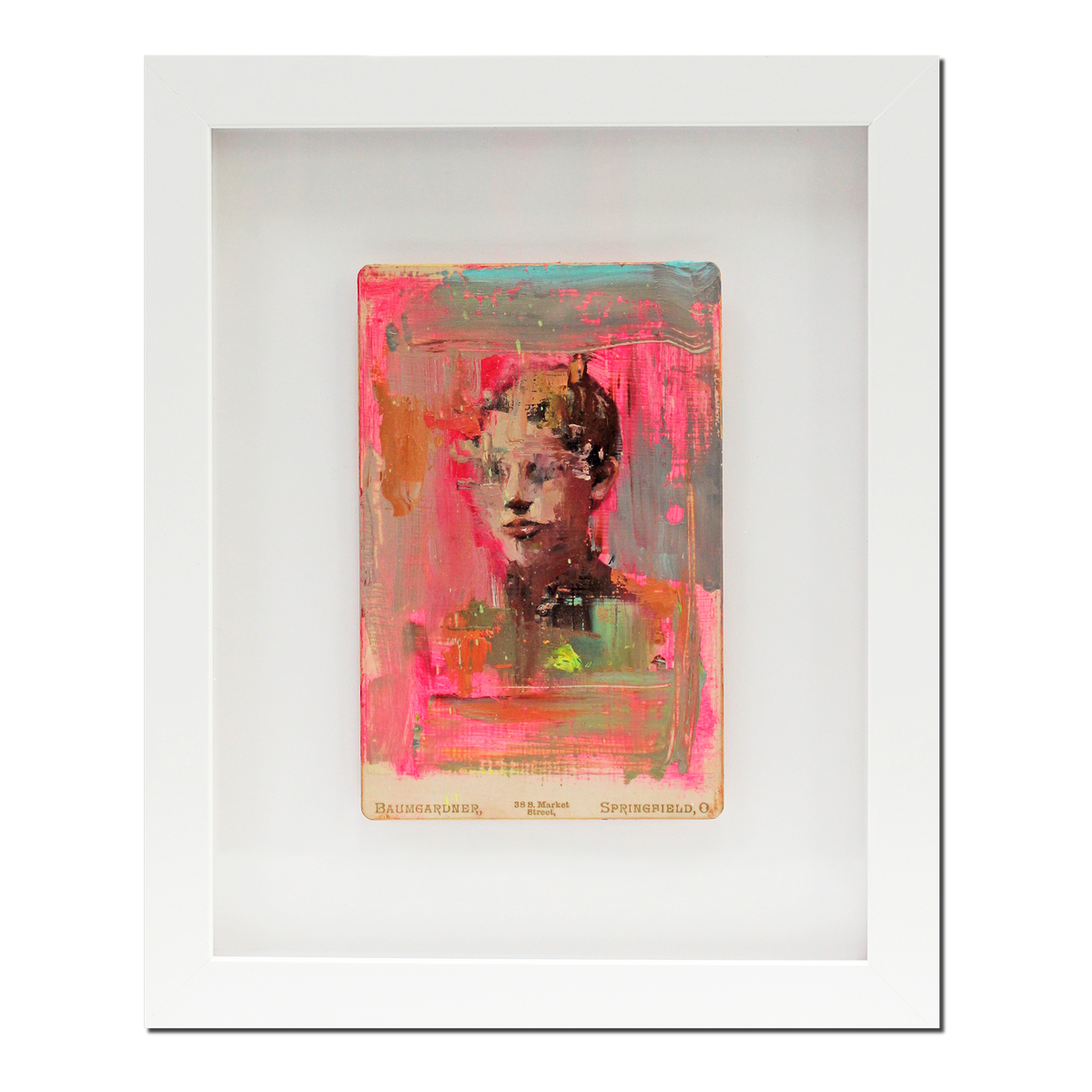 Danielle Coenen - Original Mixed Media Painting on Cabinet Card, Framed - 9.25 x 11.25&quot;