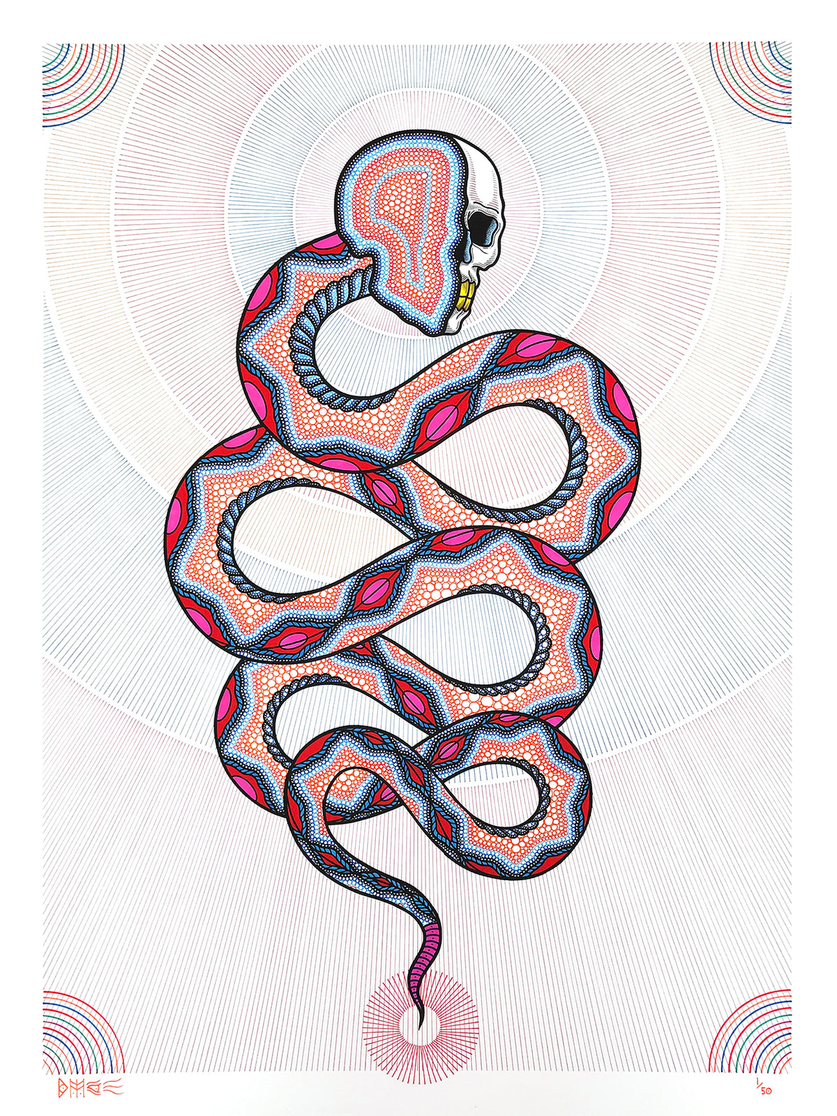 Bonethrower &quot;Cosmic Snake II&quot; - Hand-Embellished Unique Variant, 1 of 15 - 18 x 24&quot;