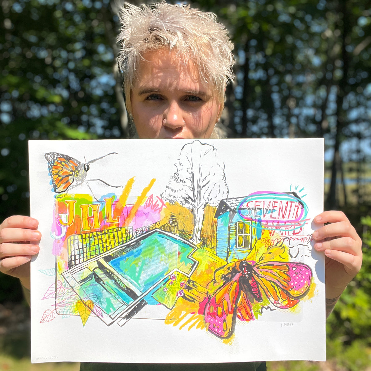 Courtney White &quot;Seventh Ward&quot; - Hand-Embellished Edition of 5 - 13 x 17&quot;