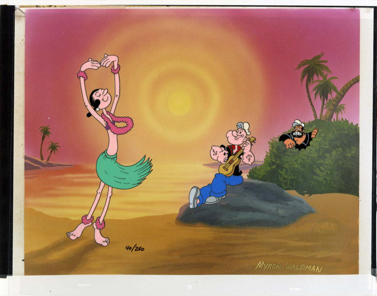 Myron Waldman - &quot;Popeye&quot; - Signed Hand-Painted Animation Cel - 11 x 14&quot;