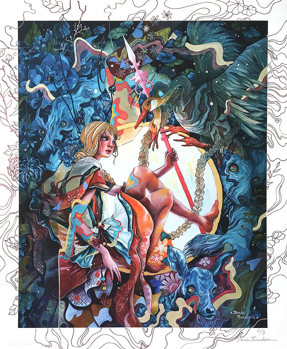 Daria Theodora &quot;Artemis :: Rebirth&quot; - Hand-Embellished Unique Variant, #2/3 - 14 x 17&quot;
