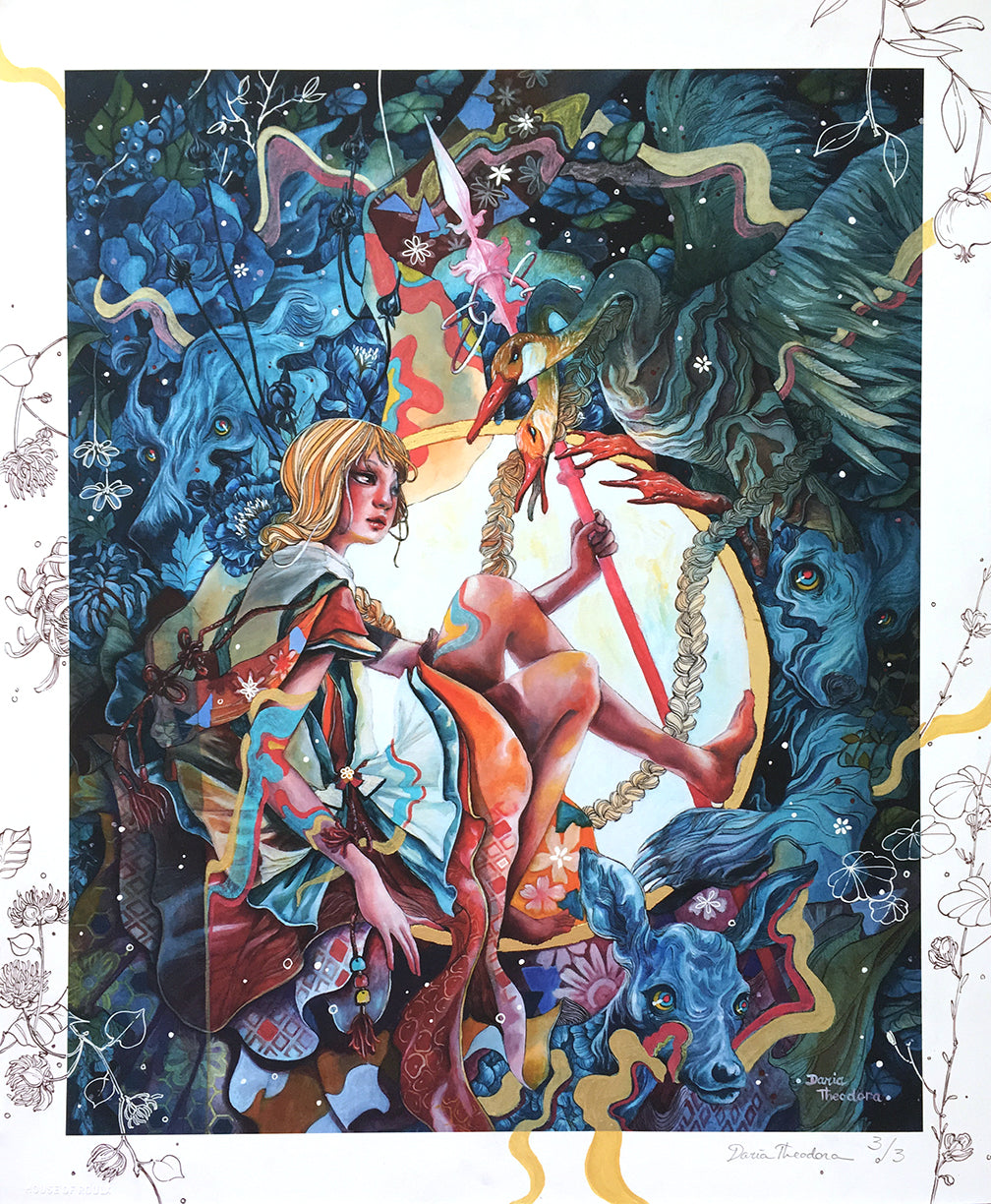 Daria Theodora &quot;Artemis :: Rebirth&quot; - Hand-Embellished Unique Variant, #3/3 - 14 x 17&quot;