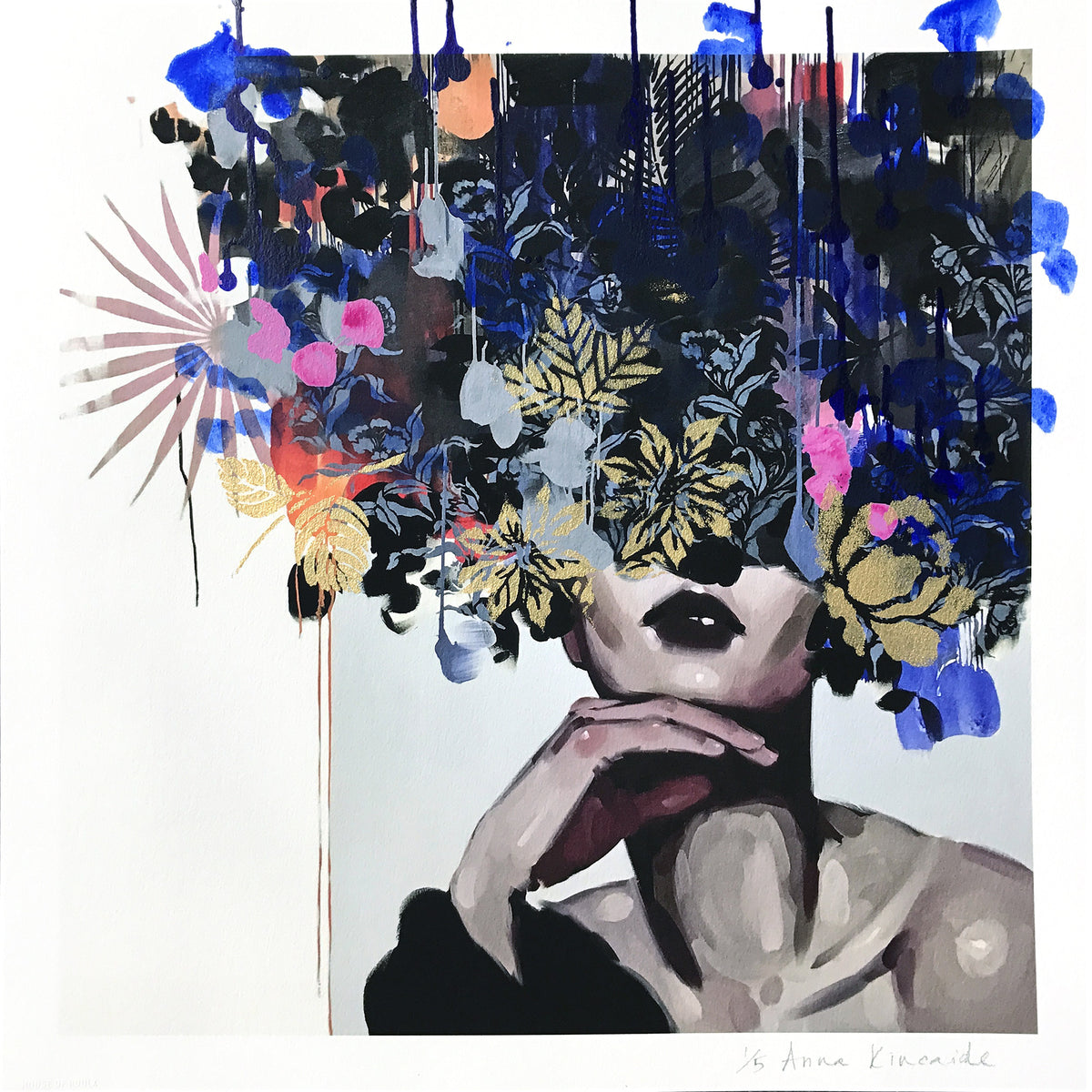 Anna Kincaide &quot;Slip Inside My Daydream&quot; - Hand-Embellished Unique Print, Edition of 5 - 18 x 18&quot;