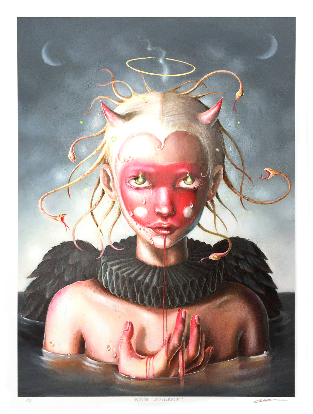Hanna Jaeun &quot;Petite Diablesse&quot; - Hand-Embellished Unique Print, #1/3 - 18 x 24&quot;