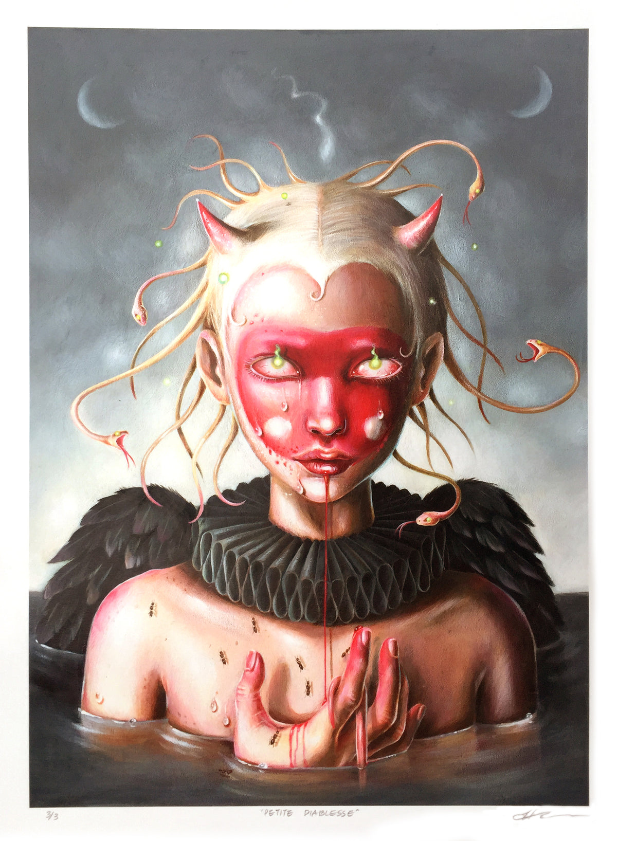 Hanna Jaeun &quot;Petite Diablesse&quot; - Hand-Embellished Unique Print, #3/3 - 18 x 24&quot;
