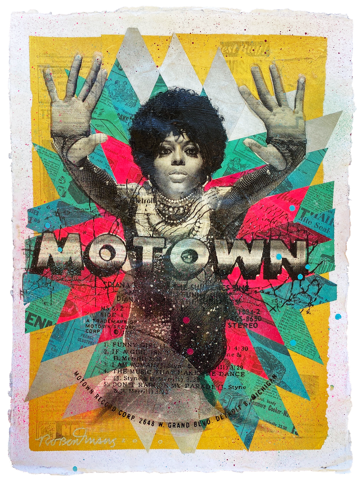 Robert Mars &quot;Motown&quot; - Original Mixed Media Work on Paper - 18 x 24&quot;