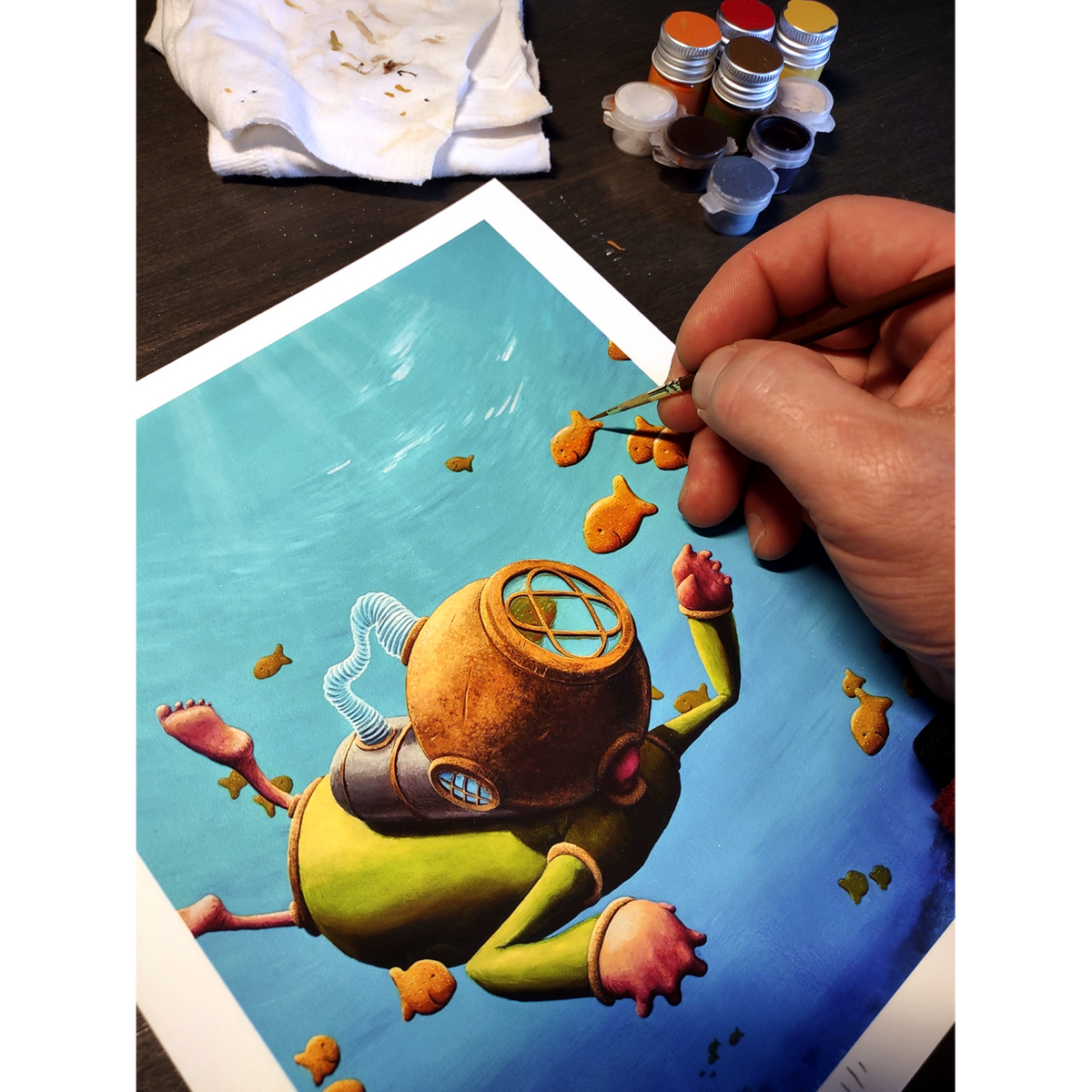 3rd Version &quot;Diving Deep&quot; - Hand-Embellished Edition of 2 - 8 x 10&quot;